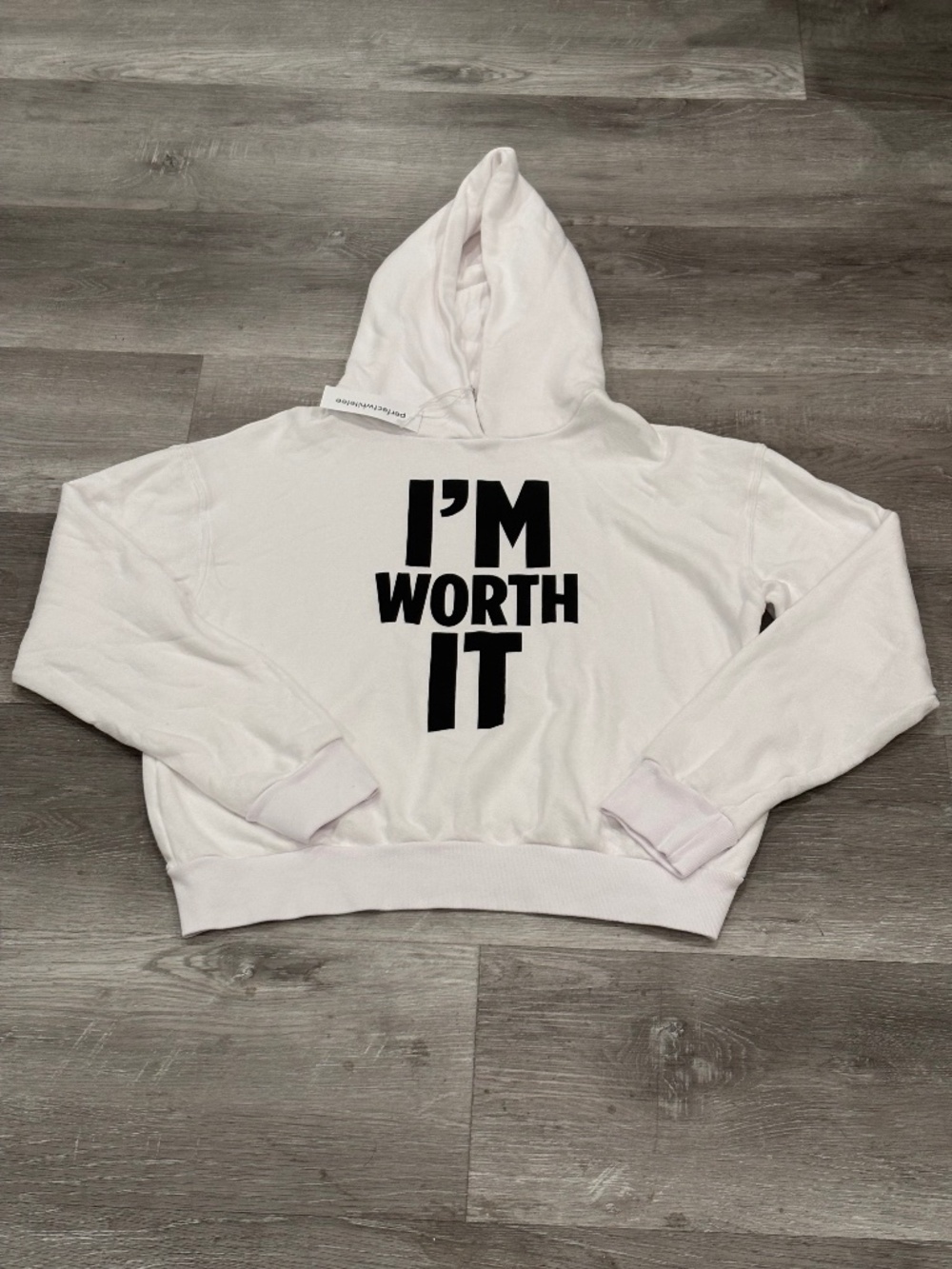 Perfect White Tee Heart Fleece Pullover Cotton Hoodie White Im Worth It M NWT